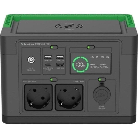 Station d’énergie APC PPS330-GR 332Wh 2 AC 3 USB-A 1 USB-C Batterie Li-ion Écran LCD Recharge solaire