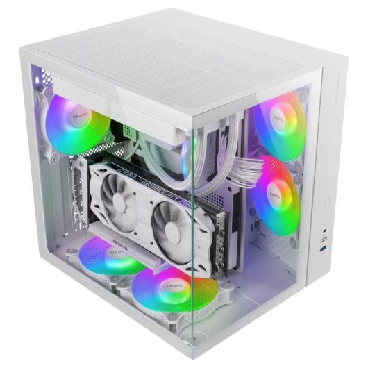 Mars Gaming MCV-ONE Caja Gaming ATX Doble Cristal Templado Ventilador Trasero FRGB 12cm Blanco