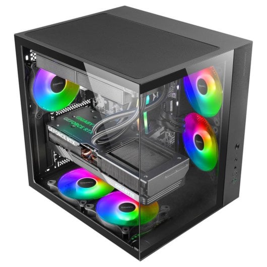 Mars Gaming MCV-ONE Caixa Gaming ATX FRGB com Duplo Vidro Temperado e Ventoinha Traseira 12cm Preto