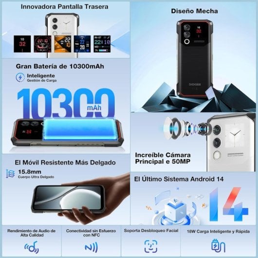 Doogee Blade 10 MAX 20GB RAM 256GB Dual Pantalla IP68/IP69K NFC Android 14 Negro