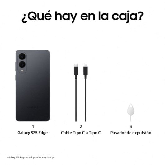 Samsung Galaxy S25 Edge 5G Móvil Ultrafino con Galaxy AI 6.7" 512GB Titanio Negro Versión Importada