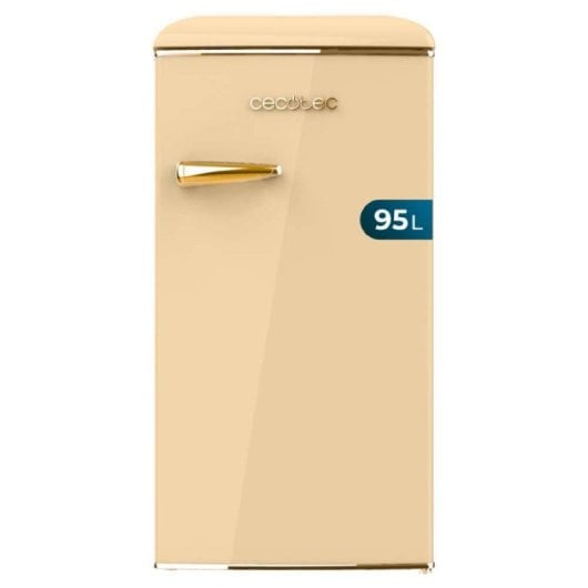 Frigorífico Cecotec Mini Retro 89cm 95L Clase E Gold Con Icebox Tirador Cromado