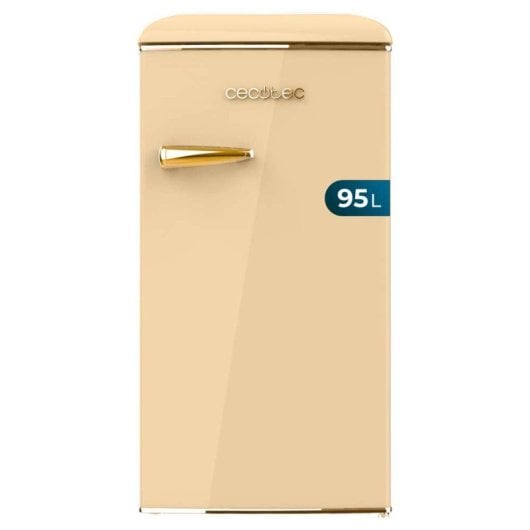 Frigorífico Cecotec Mini Retro 89cm 95L Clase E Gold Con Icebox Tirador Cromado
