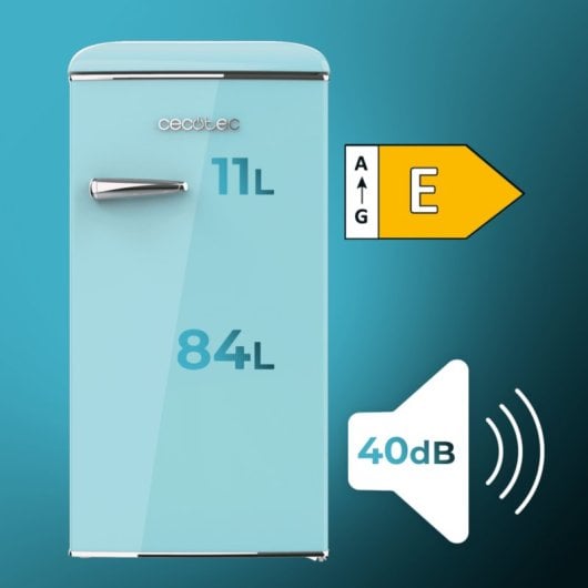 Frigorífico Mini Cecotec Bolero CoolMarket TT Origin 95 Defrost 89cm 95L E Azul Retro Icebox