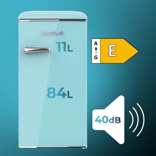 Frigorífico Cecotec Mini 89,3cm 95L Clase E Retro Icebox Tirador Cromado Azul