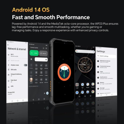 Smartphone robuste Oukitel WP23 Plus 4G 6,52 pouces 8 Go/256 Go 10 600 mAh Android 14 Vert