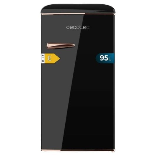 Frigorífico Cecotec Mini Retro 89cm 95L Clase E Negro Icebox Tirador Gold Rose