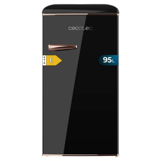 Frigorífico Cecotec Mini Retro 89cm 95L Clase E Negro Icebox Tirador Gold Rose