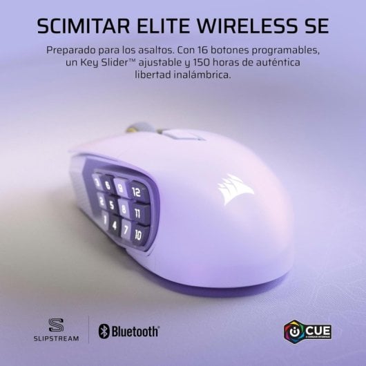 Corsair Scimitar Elite Wireless SE Rato Gaming Sem Fios RGB 33000 DPI com 16 Botões e Key Slider Branco