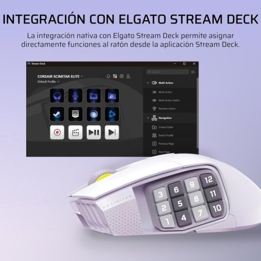 Corsair Scimitar Elite Wireless SE Rato Gaming Sem Fios RGB 33000 DPI com 16 Botões e Key Slider Branco