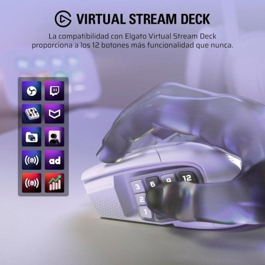 Corsair Scimitar Elite Wireless SE Rato Gaming Sem Fios RGB 33000 DPI com 16 Botões e Key Slider Branco
