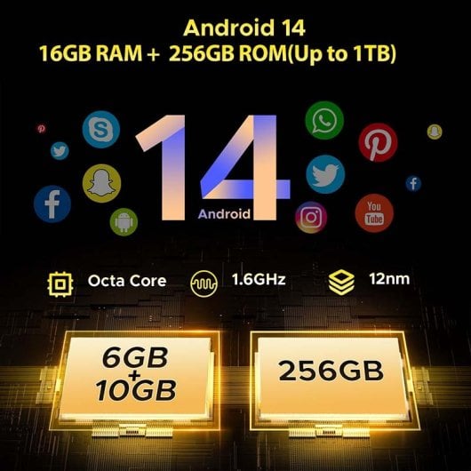 Doogee SPunk 16 GB RAM 256 GB 10800 mAh IP68/IP69K NFC Android 14 Extra Resistente