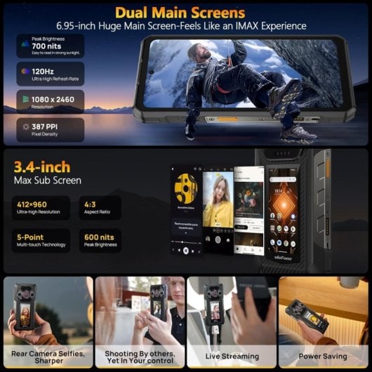 Ulefone Armor 30 Pro 32GB RAM Doble Pantalla 12800mAh 5G IP68 IP69K MIL-STD-810H