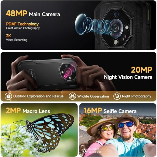 Ulefone Armor X32 12 Go 128 Go Vision nocturne IP68/IP69K Verre Gorilla NFC 5500 mAh