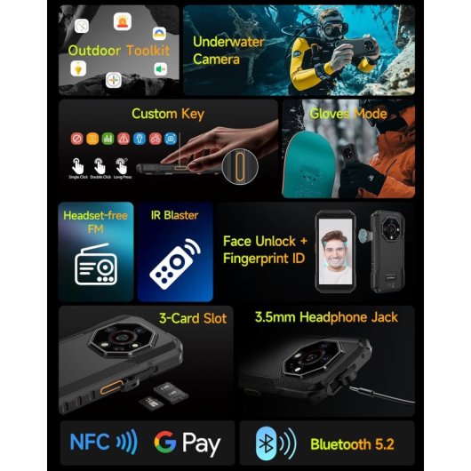 Ulefone Armor X32 12 Go 128 Go Vision nocturne IP68/IP69K Verre Gorilla NFC 5500 mAh