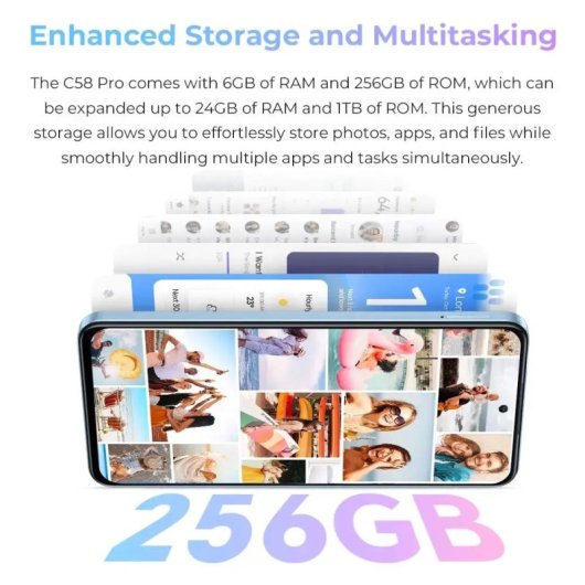 Oukitel C58 PRO 8GB 256GB Batería 5150mAh Pantalla 6.6? Cámara 50MP NFC