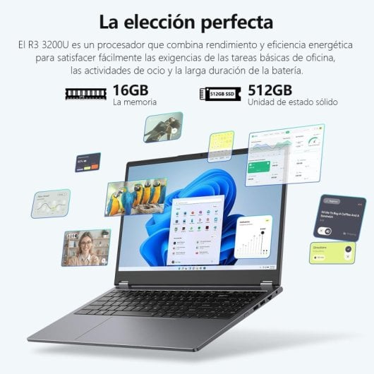 Portátil Vanwin UCC-UL156-A Ryzen 3 de 15,6″, 16 GB, SSD de 512 GB, ecrã táctil 360°, Windows 11 Pro