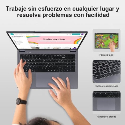 Portátil Vanwin UCC-UL156-A Ryzen 3 de 15,6″, 16 GB, SSD de 512 GB, ecrã táctil 360°, Windows 11 Pro