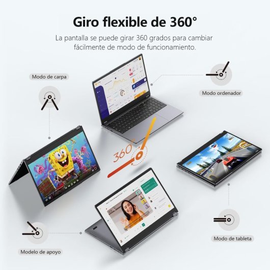 Portátil Vanwin UCC-UL156-A Ryzen 3 de 15,6″, 16 GB, SSD de 512 GB, ecrã táctil 360°, Windows 11 Pro