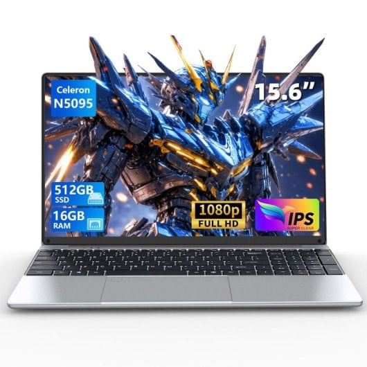 Portátil Vanwin 15,6″ Intel Celeron N5095 16GB 512GB SSD Windows 11 Pro com impressão digital