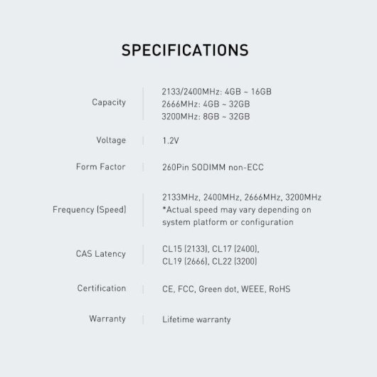 Mémoire RAM Silicon Power 8GB DDR4 SODIMM 2666MHz CL22 1.2V