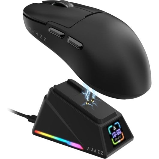 Souris sans fil Ajazz 42 000 DPI, ultralégère, base magnétique, écran RVB