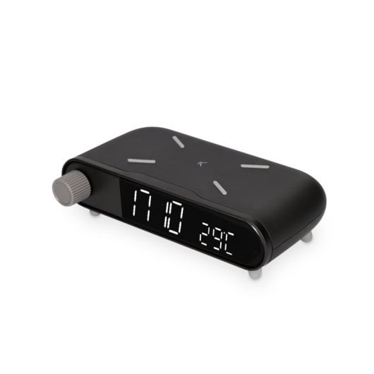 Sveglia con caricabatterie wireless Ksix da 10 W, tecnologia Qi, indicatore di temperatura, nero