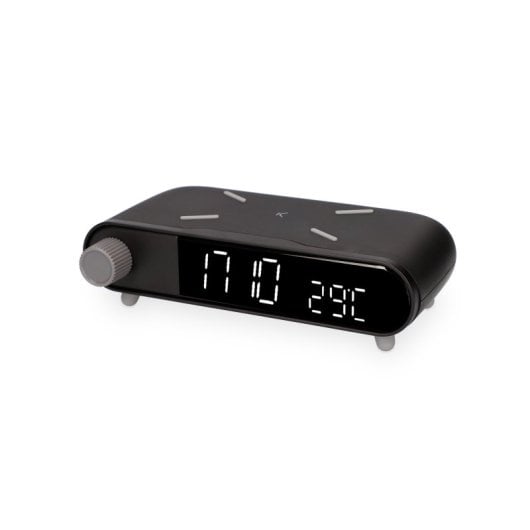 Sveglia con caricabatterie wireless Ksix da 10 W, tecnologia Qi, indicatore di temperatura, nero