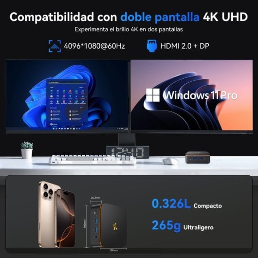 Huidun H50 Mini Intel N150 8 GB 256 GB SSD Wi-Fi 6 Windows 11