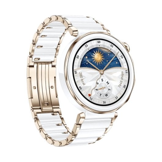 Huawei WATCH GT5 Pro Smartwatch 42 mm GPS AMOLED Weiß + Titanarmband + IP69K-beständig