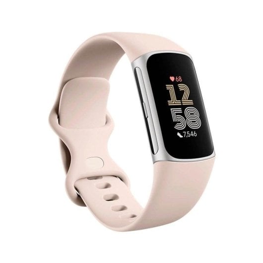 Aktivitätsarmband Fitbit Charge 6 AMOLED GPS NFC Beige Silber 7 Tage Herzfrequenzsensor Stressmanagement