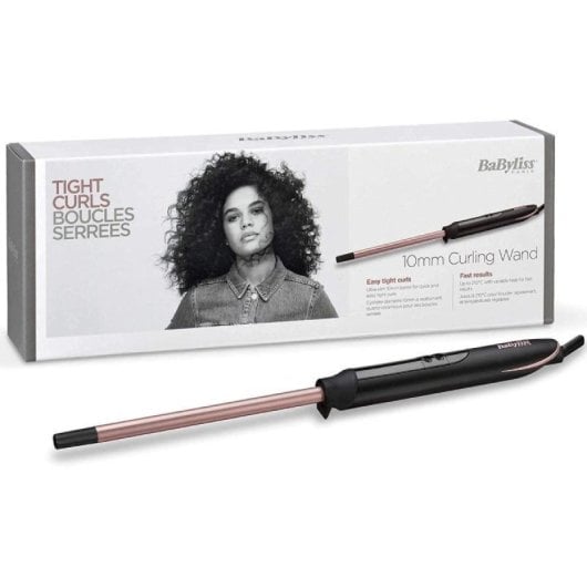 Tenacilla BaByliss Tight Curls 10mm Nano Cuarzo Calor Digital 210°C Autoapagado