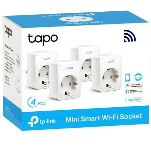 Enchufe Inteligente TP-Link Tapo P100 Wi-Fi 2.4GHz 2300W 10A Pack 4 Unidades