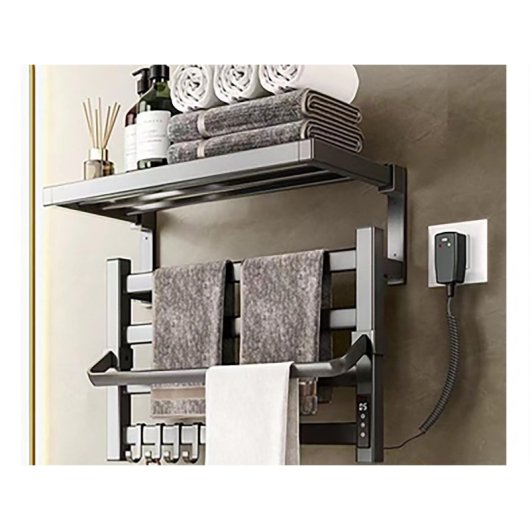 Toallero eléctrico Purline NTW-09 55W aluminio negro ultra silencioso control táctil portátil