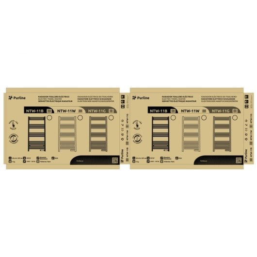 Toallero eléctrico Purline NTW-11 500W IP24 Display LED Temporizador Aluminio 54x4x107cm