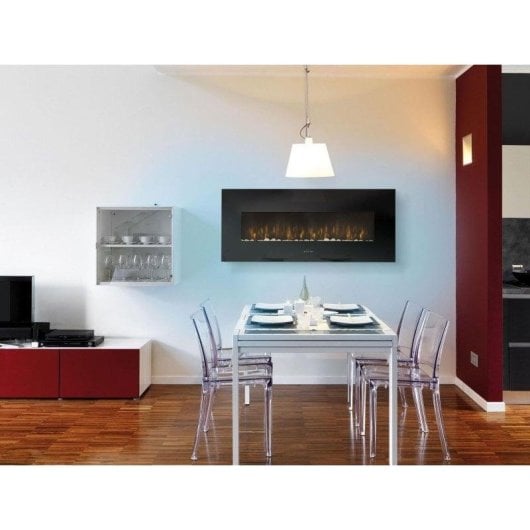 Chimenea eléctrica Purline CHE-500 2000W mural negra 8 colores LED ultrafina mando