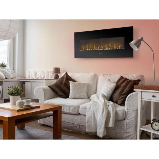 Chimenea eléctrica Purline CHE-500 2000W mural negra 8 colores LED ultrafina mando