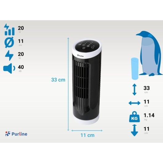 Ventilador Purline VENTY EREBUS 20W Metal Super Silencioso Oscilante Panel Táctil 1kg