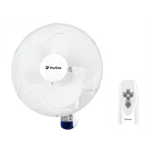 Ventilador de pared Purline Venty Argentum 50W control remoto 3 velocidades bajo consumo