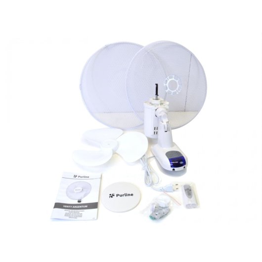 Ventilador de pared Purline Venty Argentum 50W control remoto 3 velocidades bajo consumo
