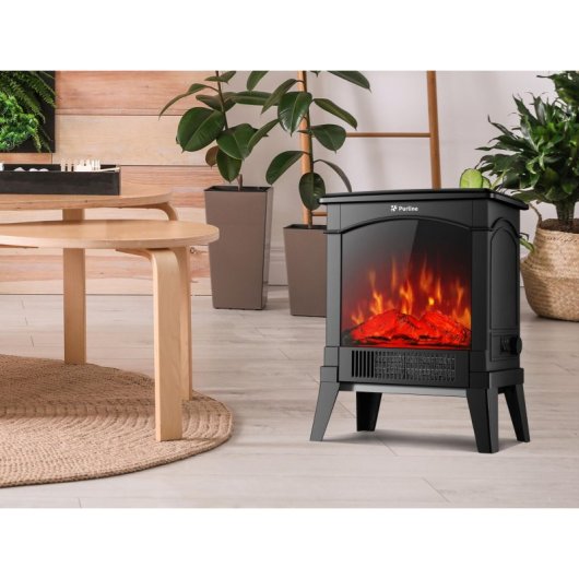 Chimenea eléctrica Purline CHE-100 retro negra 1500W control mecánico 35x22x46cm