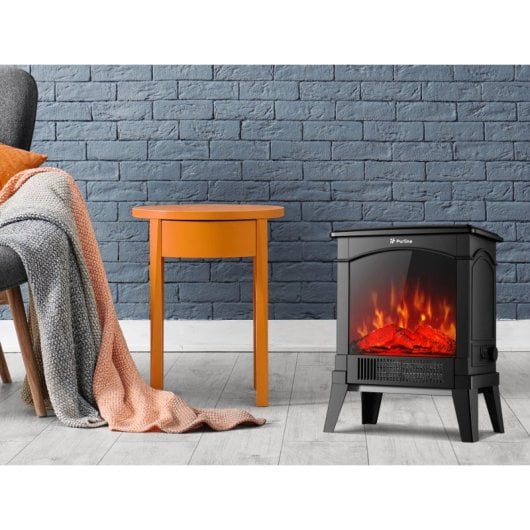 Chimenea eléctrica Purline CHE-100 retro negra 1500W control mecánico 35x22x46cm
