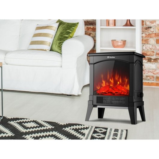 Chimenea eléctrica Purline CHE-100 retro negra 1500W control mecánico 35x22x46cm