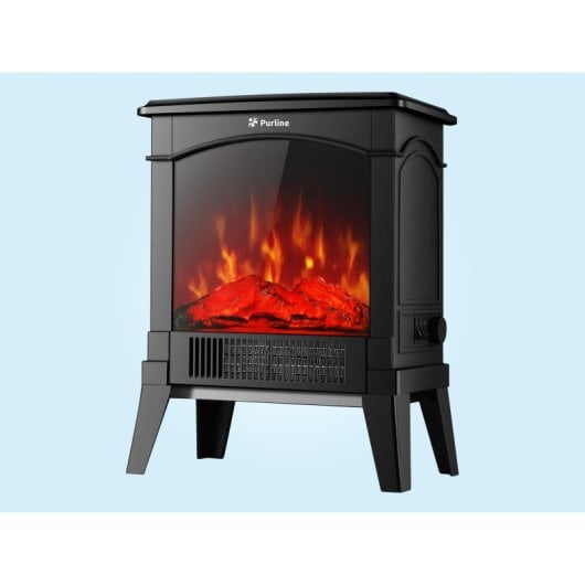 Chimenea eléctrica Purline CHE-100 retro negra 1500W control mecánico 35x22x46cm