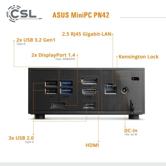 PC de bureau ASUS PN42 Intel N100 32GB 4TB SSD Intel UHD Windows 11 Pro WiFi 6