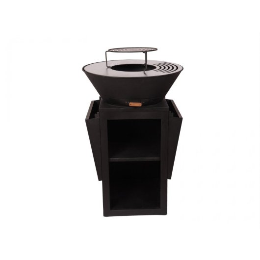 Barbacoa Purline EFP57 acero corten o negro, placa circular 60 cm, carbón/leña/pellets