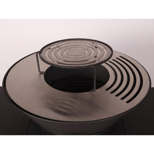 Barbacoa Purline EFP57 acero corten o negro, placa circular 60 cm, carbón/leña/pellets