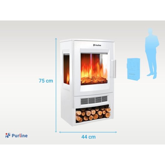 Chimenea eléctrica Purline CHE-720 W 1800W WiFi Triple cristal LED Almacenaje
