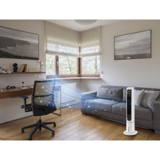 Enfriador Evaporativo Purline RAFY 75N Torre Control Táctil 45W Ionizador 4L 3 Velocidades Mando Oscilación Blanco/Negro