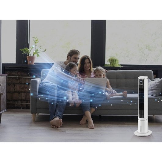 Enfriador Evaporativo Purline RAFY 75N Torre Control Táctil 45W Ionizador 4L 3 Velocidades Mando Oscilación Blanco/Negro